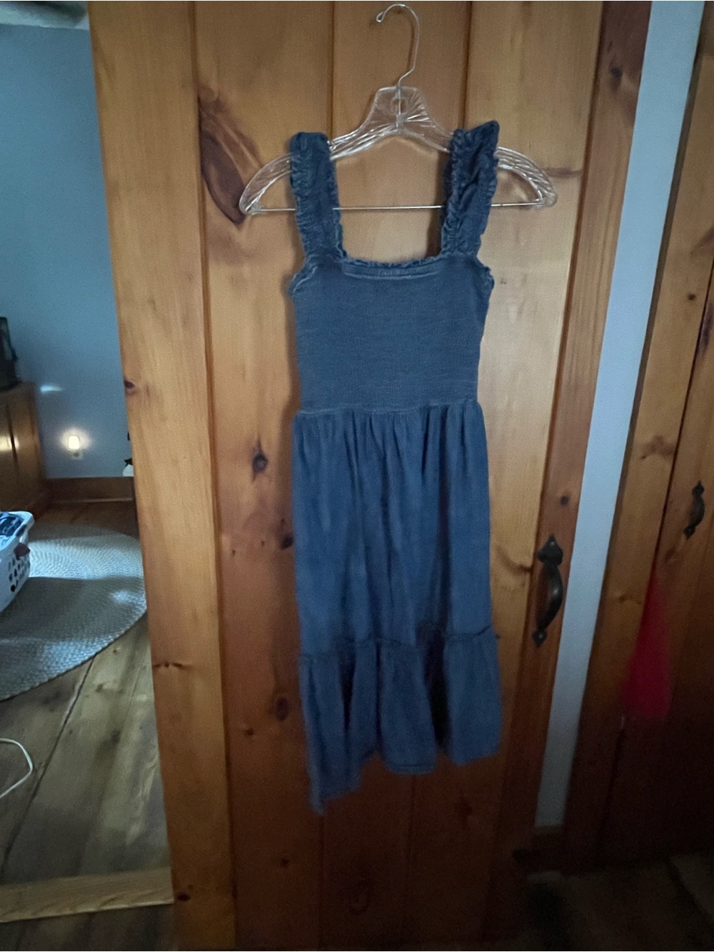 GAP Girls' Blue Smocked Ruffle Strap Maxi Dress